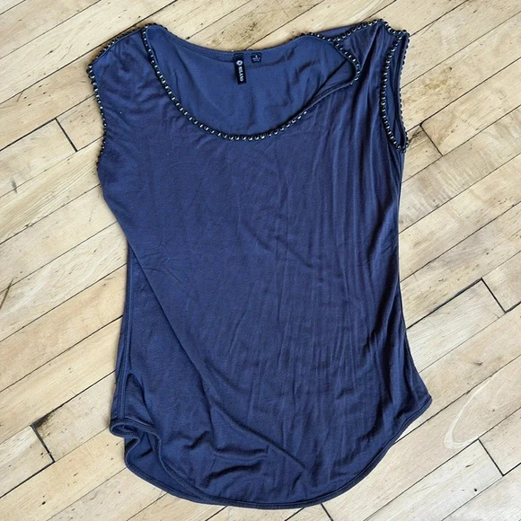 Milano Gray Shirt with Beaded Collar | Beaded Collar | Gray Shirt | Gray - Picture 2 of 7